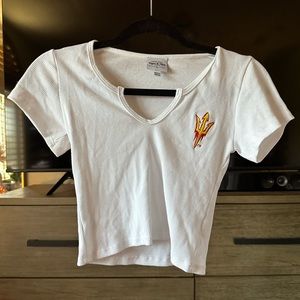 Hype & Vice ASU sun devils white crop tee
